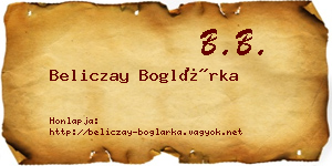 Beliczay Boglárka névjegykártya